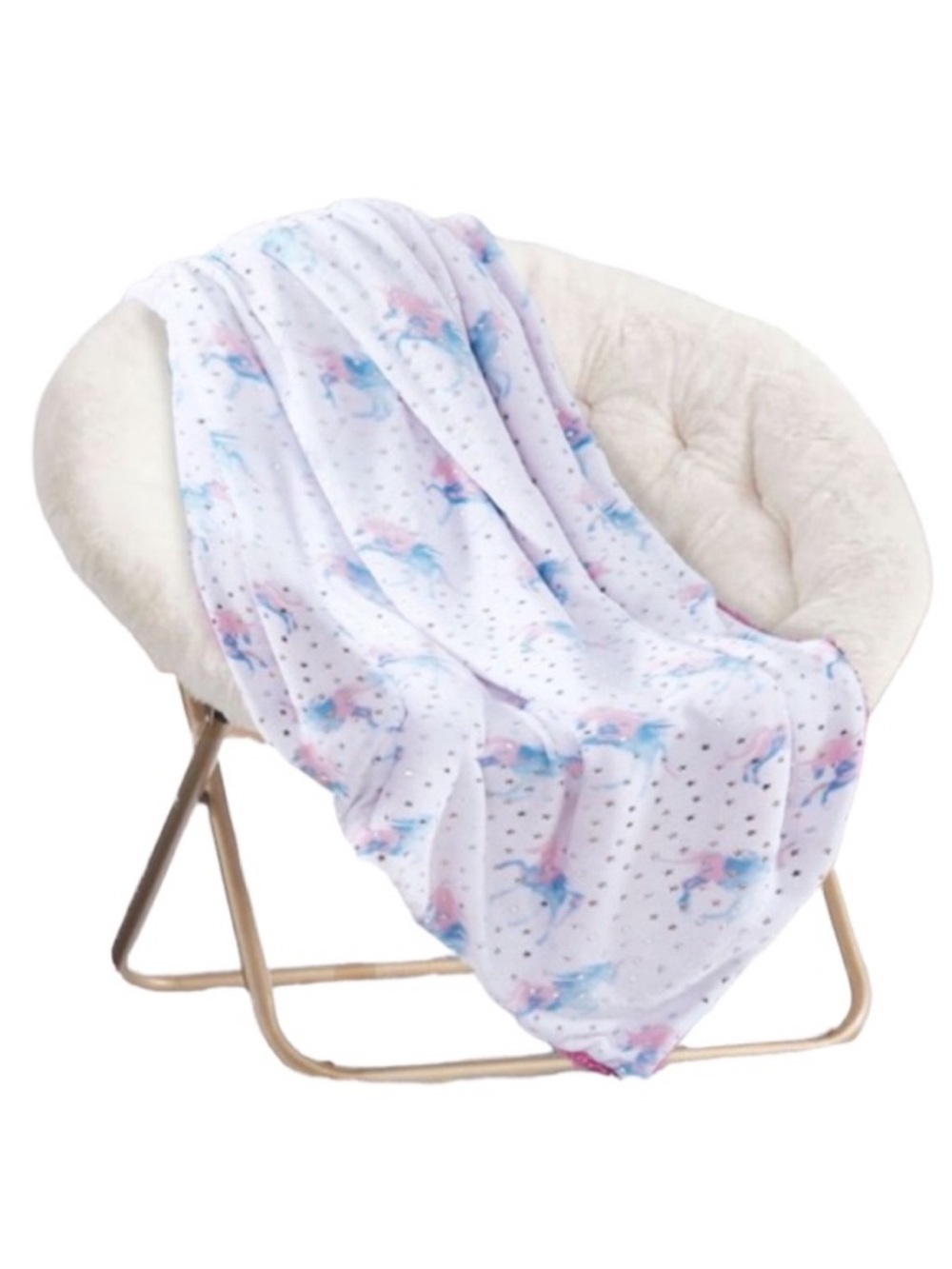 Your Zone Unicorn Sherpa Glimmer Throw 2 Sided
